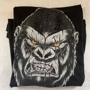 Hanes Mens 2XL Black Gorilla King Graphic T Shirt‎ ComfortSoft Heavyweight